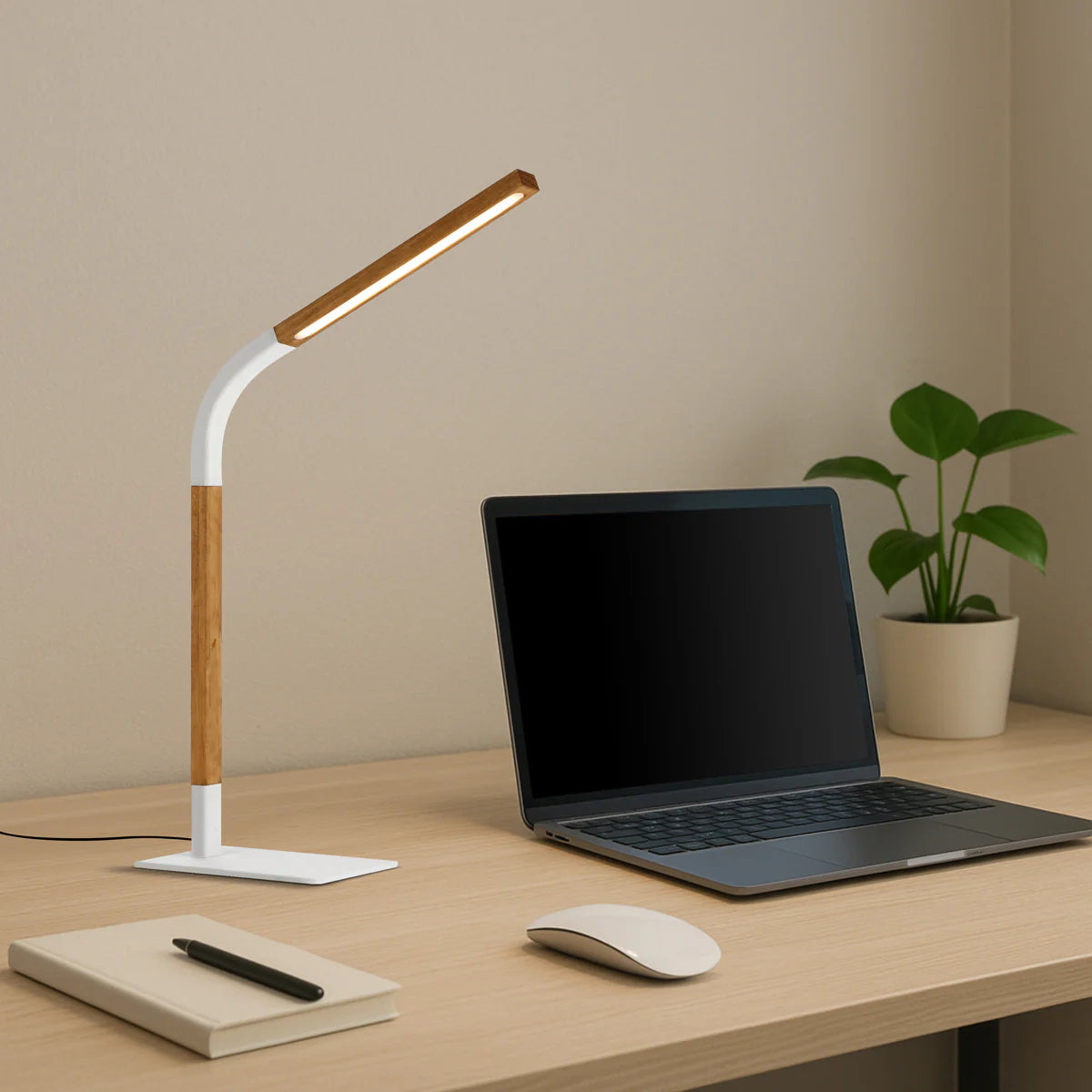 Dumas Table Lamp - White/Ash Wood